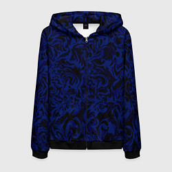 Толстовка 3D на молнии мужская Абстрактный тёмный чёрно-синий, цвет: 3D-черный