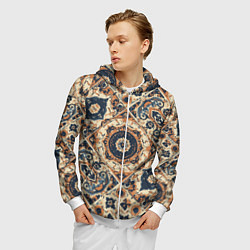 Толстовка 3D на молнии мужская Узоры калейдоскопа, цвет: 3D-белый — фото 2