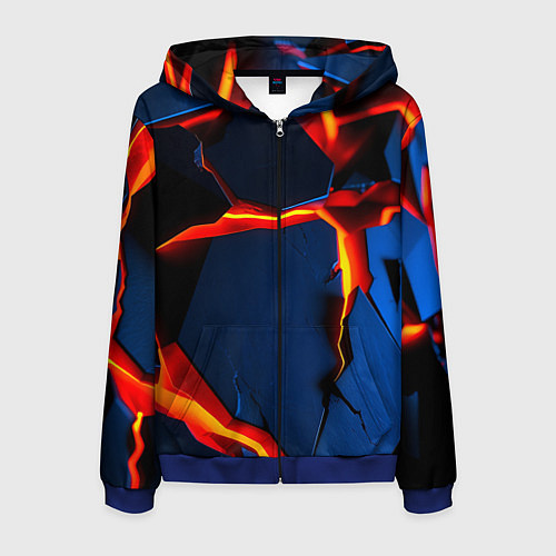 Мужская толстовка на молнии Glow orange neon / 3D-Синий – фото 1