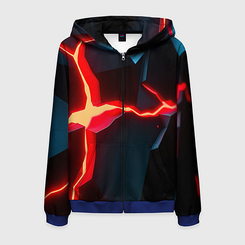 Мужская толстовка на молнии Neon orange / 3D-Синий – фото 1