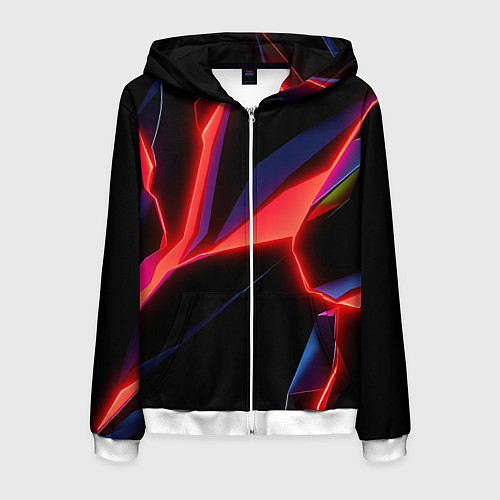Мужская толстовка на молнии Neon red / 3D-Белый – фото 1