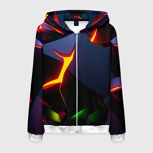 Мужская толстовка на молнии The neon fault / 3D-Белый – фото 1