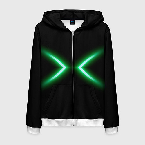Мужская толстовка на молнии Neon green lines / 3D-Белый – фото 1