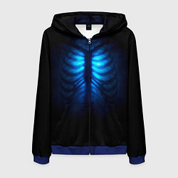 Толстовка 3D на молнии мужская Душа синяя - позвоночник и рёбра просвечиваются, цвет: 3D-синий