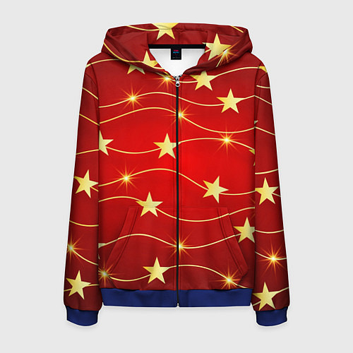 Мужская толстовка на молнии Звёздная гирлянда / 3D-Синий – фото 1