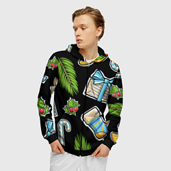 Толстовка 3D на молнии мужская Christmas soul, цвет: 3D-черный — фото 2