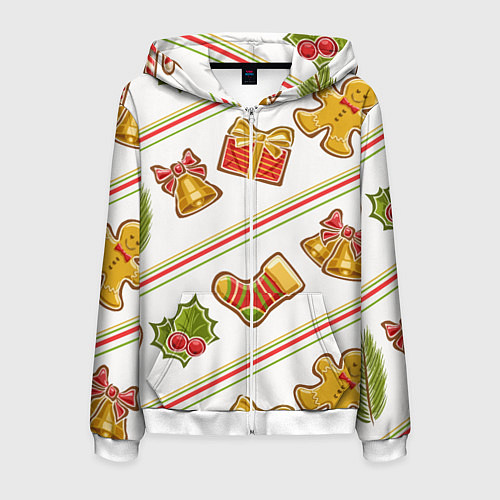 Мужская толстовка на молнии Рождественский дух / 3D-Белый – фото 1