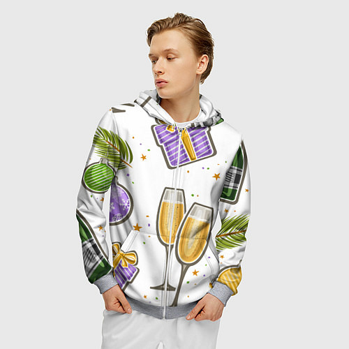 Мужская толстовка на молнии Новогодний вайб / 3D-Меланж – фото 3