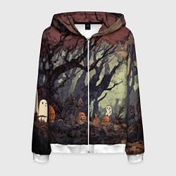 Толстовка 3D на молнии мужская Призрачный лес, цвет: 3D-белый