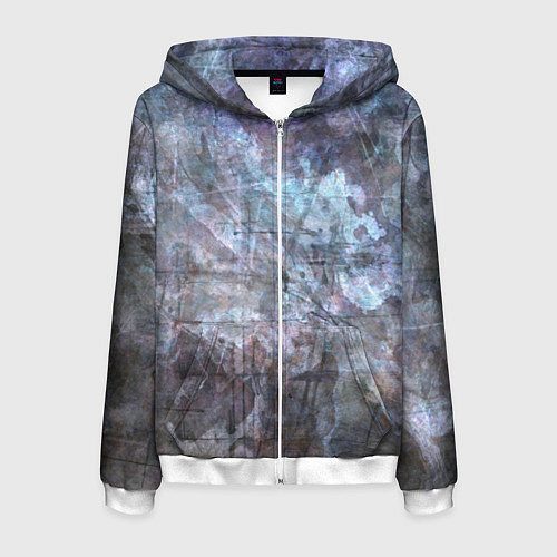Мужская толстовка на молнии Абстракция - gray-blue hurricane / 3D-Белый – фото 1