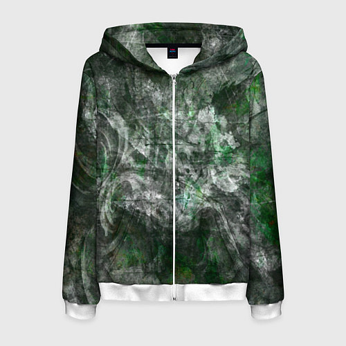 Мужская толстовка на молнии Абстракция - acid boom / 3D-Белый – фото 1