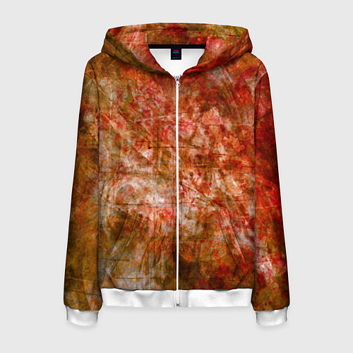 Мужская толстовка на молнии Абстракция - bright red / 3D-Белый – фото 1