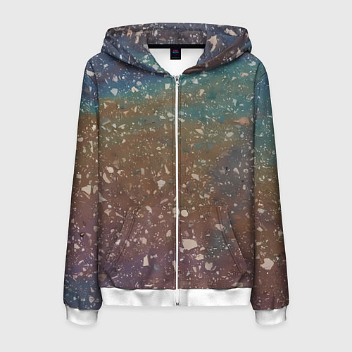 Мужская толстовка на молнии Мокрый маслянный асфальт / 3D-Белый – фото 1