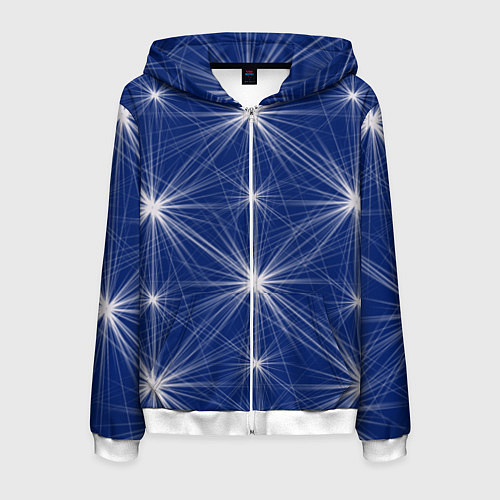 Мужская толстовка на молнии Звезды на синем фоне / 3D-Белый – фото 1