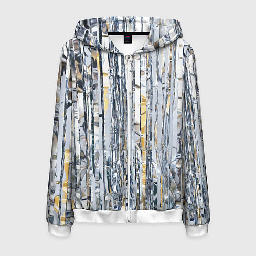 Мужская толстовка на молнии Новогодний дождик / 3D-Белый – фото 1