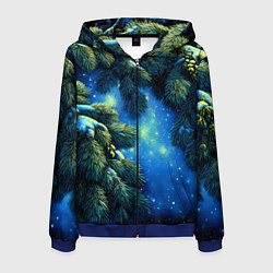 Мужская толстовка на молнии Новогодние ветки елки