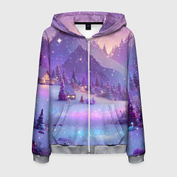 Толстовка 3D на молнии мужская Новогодняя магическая атмосфера, цвет: 3D-меланж