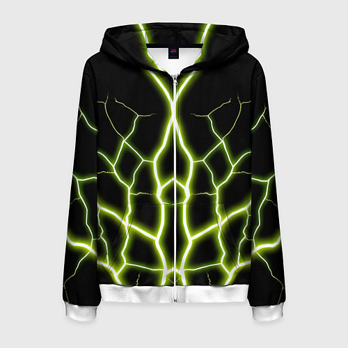 Мужская толстовка на молнии Color green black / 3D-Белый – фото 1