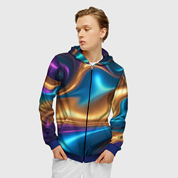 Толстовка 3D на молнии мужская Сплавы разноцветные, цвет: 3D-синий — фото 2
