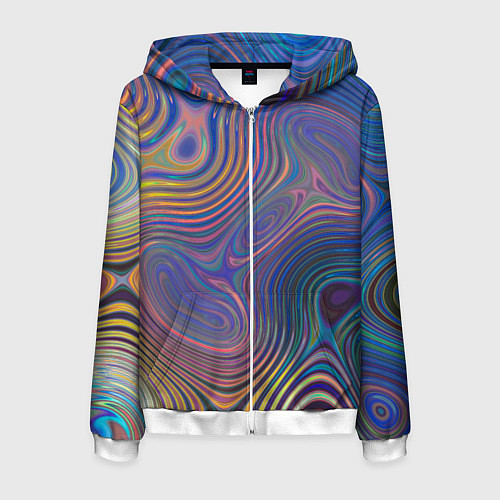 Мужская толстовка на молнии Абстрактная рябь / 3D-Белый – фото 1