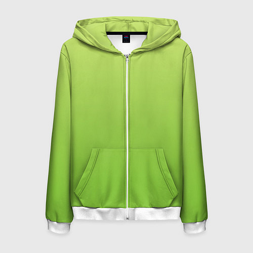 Мужская толстовка на молнии Color lime green / 3D-Белый – фото 1