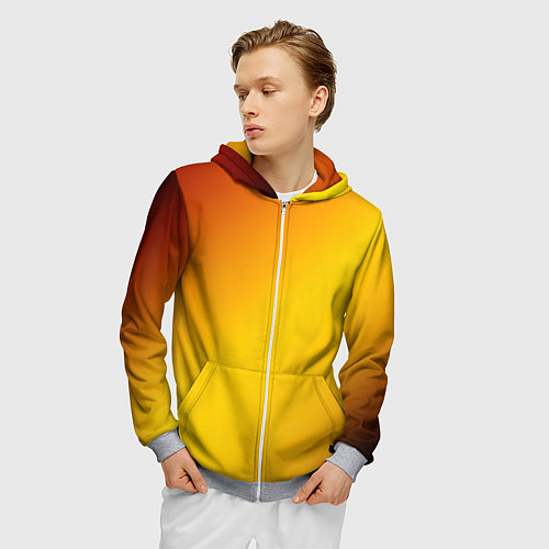 Мужская толстовка на молнии Color yellow red gradient / 3D-Меланж – фото 3