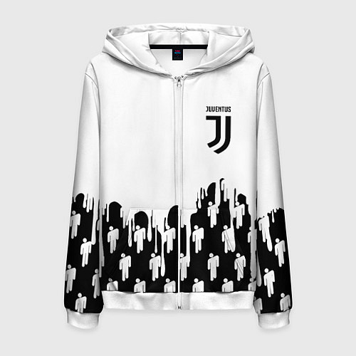 Мужская толстовка на молнии Ювентус краски люди / 3D-Белый – фото 1