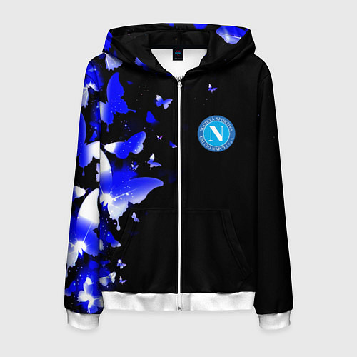 Мужская толстовка на молнии Наполи бабочки текстура / 3D-Белый – фото 1