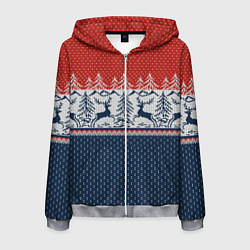 Мужская толстовка на молнии Вязаный узор с оленями