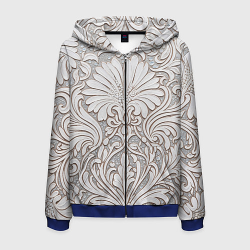 Мужская толстовка на молнии Вензельные цветы / 3D-Синий – фото 1