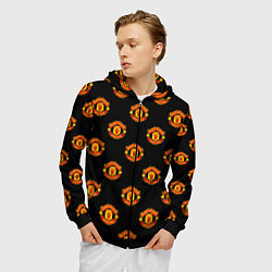 Толстовка 3D на молнии мужская Manchester United Pattern, цвет: 3D-черный — фото 2