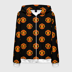 Толстовка 3D на молнии мужская Manchester United Pattern, цвет: 3D-белый