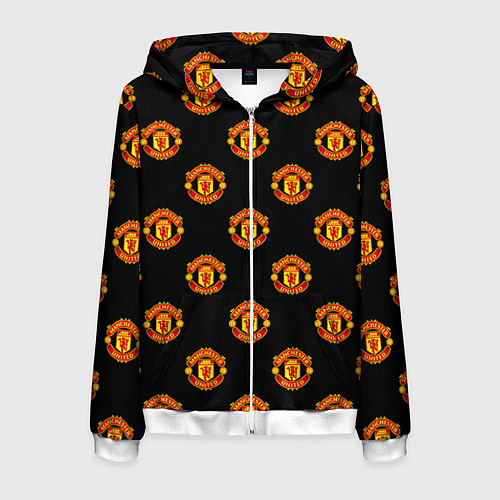 Мужская толстовка на молнии Manchester United Pattern / 3D-Белый – фото 1