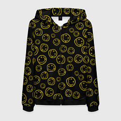 Толстовка 3D на молнии мужская Nirvana Pattern, цвет: 3D-черный