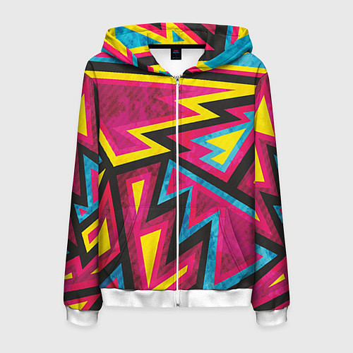 Мужская толстовка на молнии Геометрия / 3D-Белый – фото 1