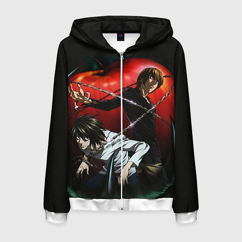 Мужская толстовка на молнии Тетрадь смерти / 3D-Белый – фото 1