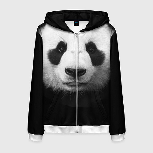 Мужская толстовка на молнии Взгляд панды / 3D-Белый – фото 1