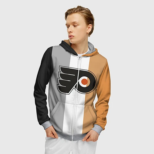 Мужская толстовка на молнии Philadelphia Flyers / 3D-Меланж – фото 3