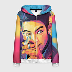 Толстовка 3D на молнии мужская Big Bang Art, цвет: 3D-белый