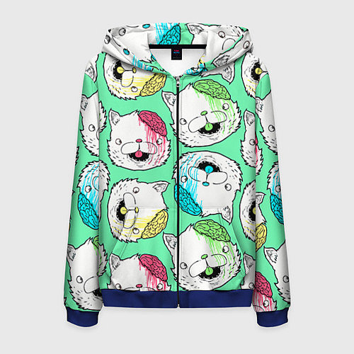 Мужская толстовка на молнии Drop Dead: Kitty Heads / 3D-Синий – фото 1