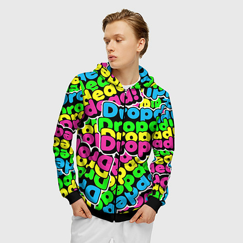 Мужская толстовка на молнии Drop Dead: Acid Pattern / 3D-Черный – фото 3