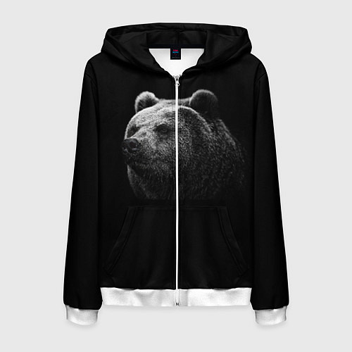 Мужская толстовка на молнии Взгляд мишки / 3D-Белый – фото 1