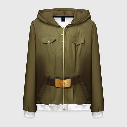 Мужская толстовка на молнии Униформа солдата / 3D-Белый – фото 1