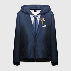 Толстовка 3D на молнии мужская Жених, цвет: 3D-черный