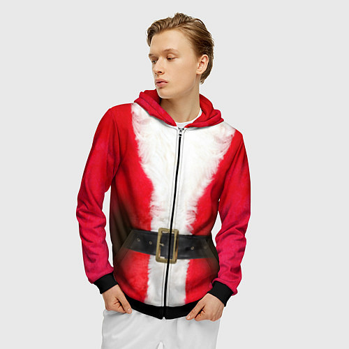 Мужская толстовка на молнии Дед мороз / 3D-Черный – фото 3