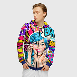 Толстовка 3D на молнии мужская Pop art, цвет: 3D-синий — фото 2
