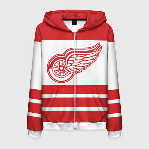 Мужская толстовка на молнии Detroit Red Wings / 3D-Белый – фото 1