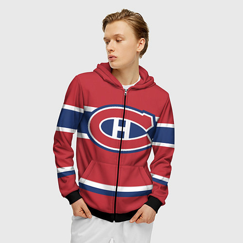 Мужская толстовка на молнии Montreal Canadiens / 3D-Черный – фото 3