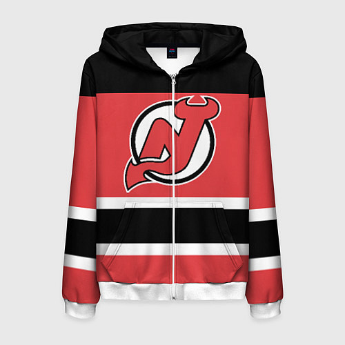 Мужская толстовка на молнии New Jersey Devils / 3D-Белый – фото 1