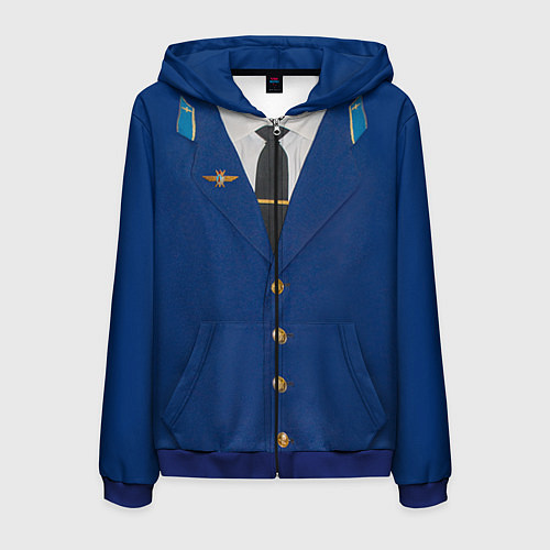 Мужская толстовка на молнии Китель / 3D-Синий – фото 1